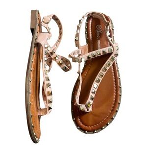 Women’s Studded Pink Gladiator Strappy Sandals Size 38